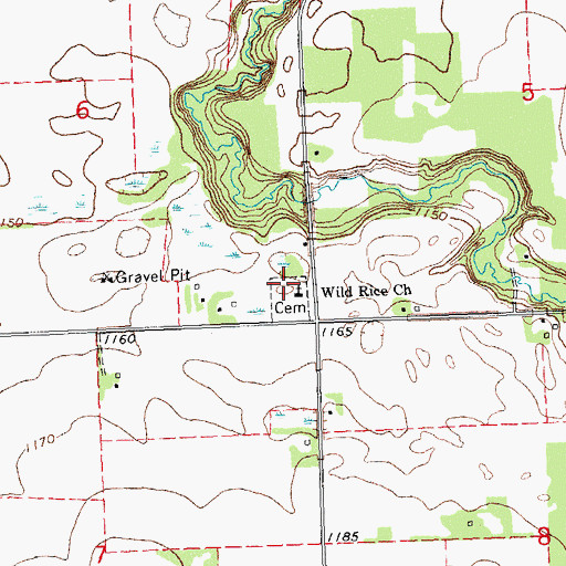 Topographic Map of Wild Rice Church, MN