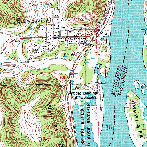 Topographic Map of Wildcat Creek, MN