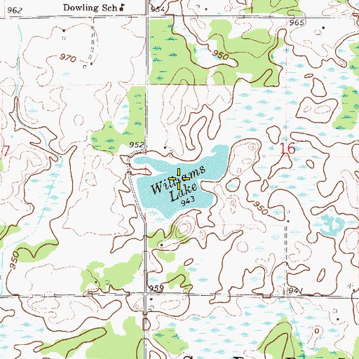 Topographic Map of Williams Lake, MN