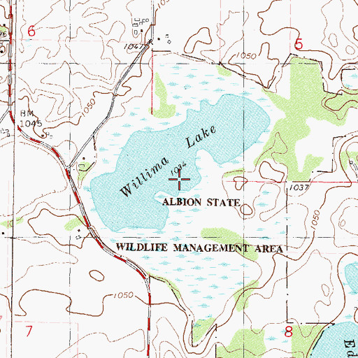 Topographic Map of Willima Lake, MN