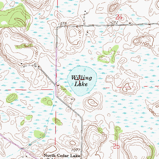 Topographic Map of Willing Lake, MN