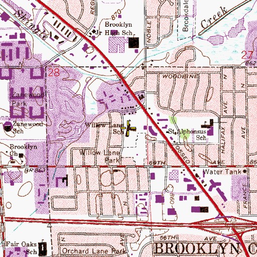 Topographic Map of Willow Lane Early Childhood Special Education School, MN
