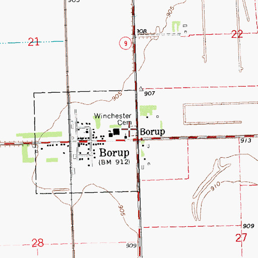 Topographic Map of Winchester Cemetery, MN