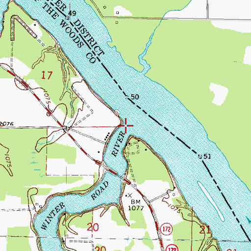 Topographic Map of Winter Road River, MN