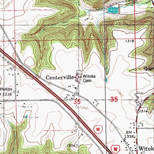 Topographic Map of Witoka Cemetery, MN