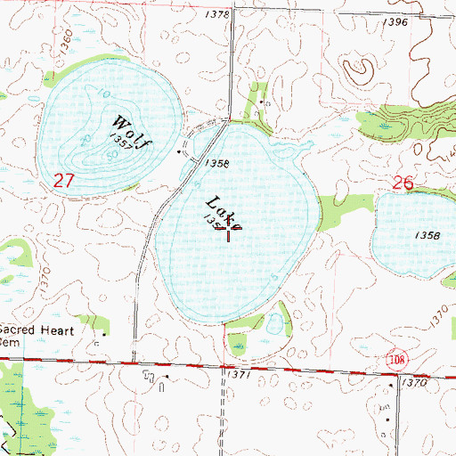 Topographic Map of Wolf Lake, MN