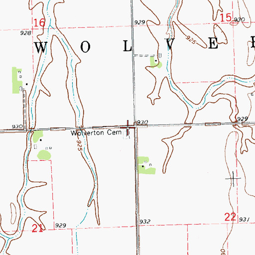 Topographic Map of Wolverton Cemetery, MN