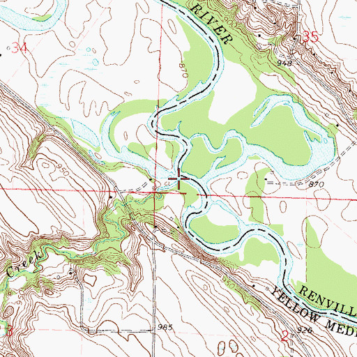 Topographic Map of Wood Lake Creek, MN