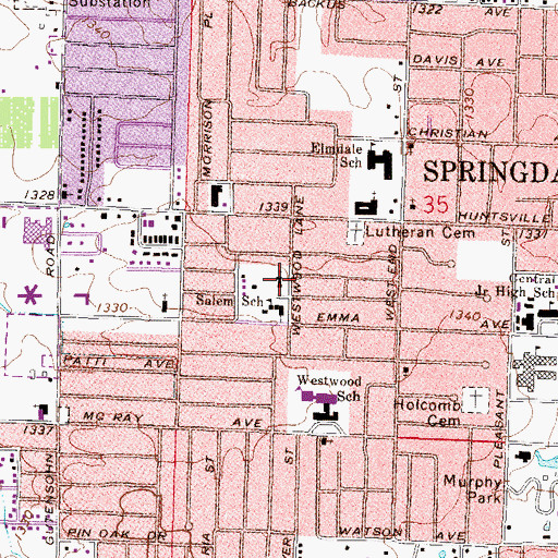 Topographic Map of Saint Thomas Episcopal Church, AR