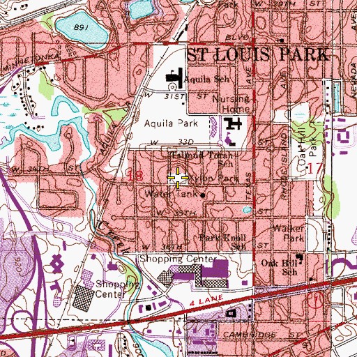 Topographic Map of Xylon Park, MN