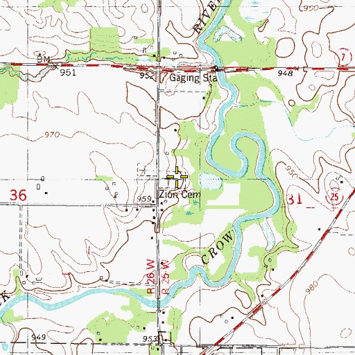 Topographic Map of Zion Cemetery, MN