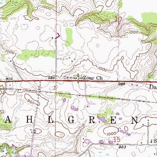Topographic Map of Zoar Church, MN