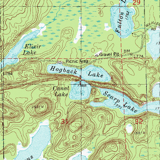 Topographic Map of Canal Lake, MN