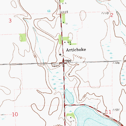 Topographic Map of Artichoke, MN