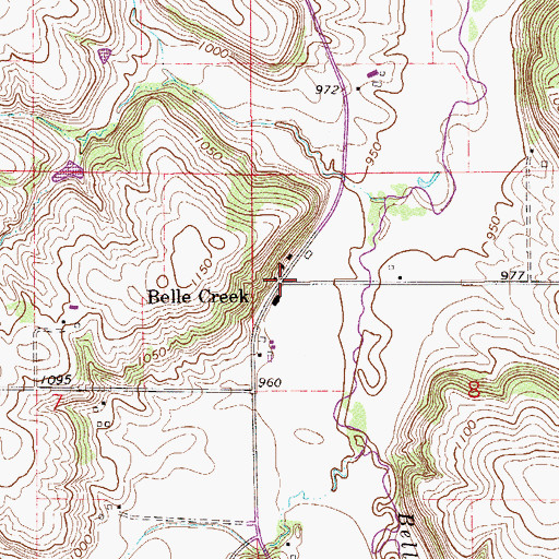 Topographic Map of Belle Creek, MN