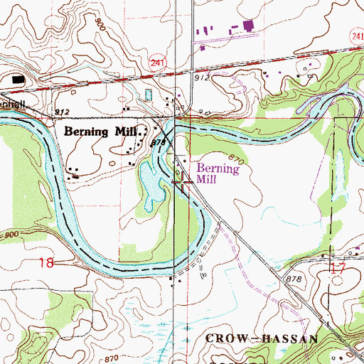 Topographic Map of Berning Mill, MN