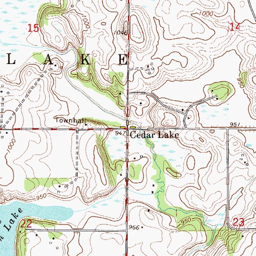 Topographic Map of Cedar Lake, MN