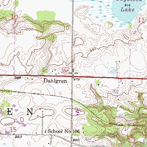 Topographic Map of Dahlgren, MN