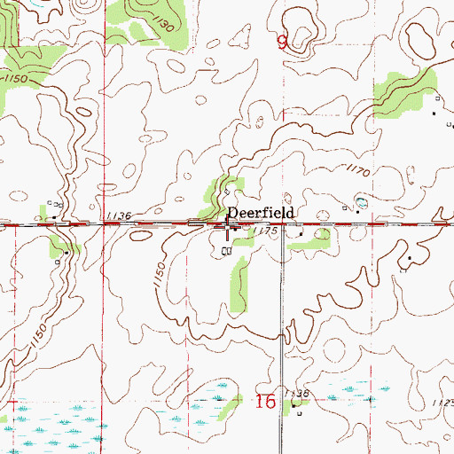 Topographic Map of Deerfield, MN