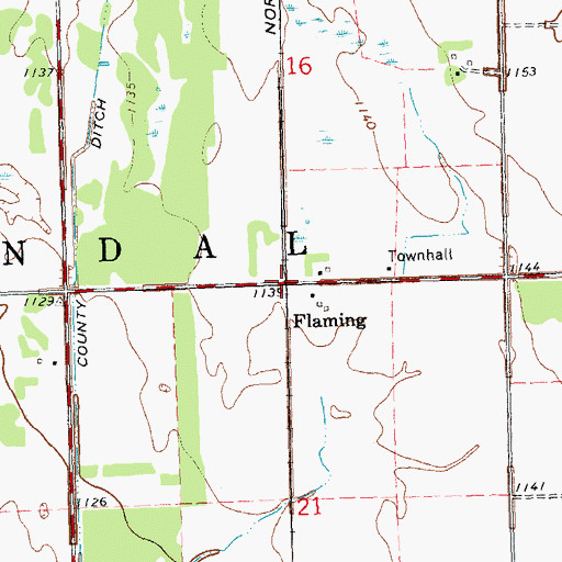 Topographic Map of Flaming, MN