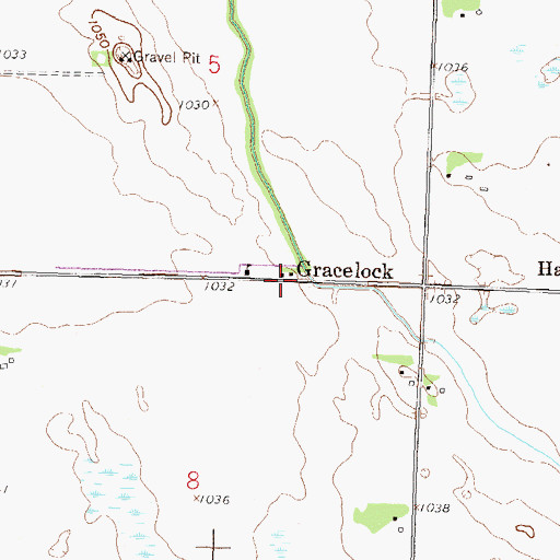 Topographic Map of Gracelock, MN