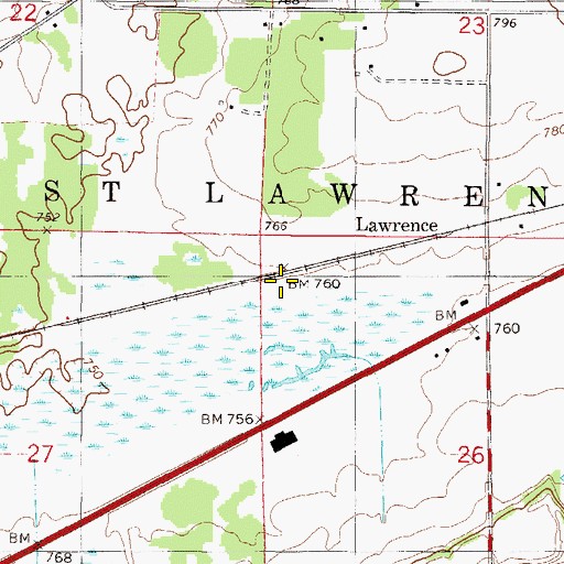 Topographic Map of Lawrence, MN