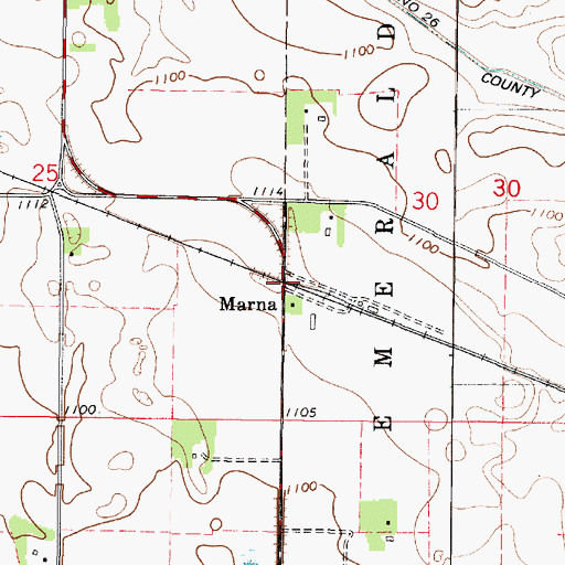 Topographic Map of Marna, MN