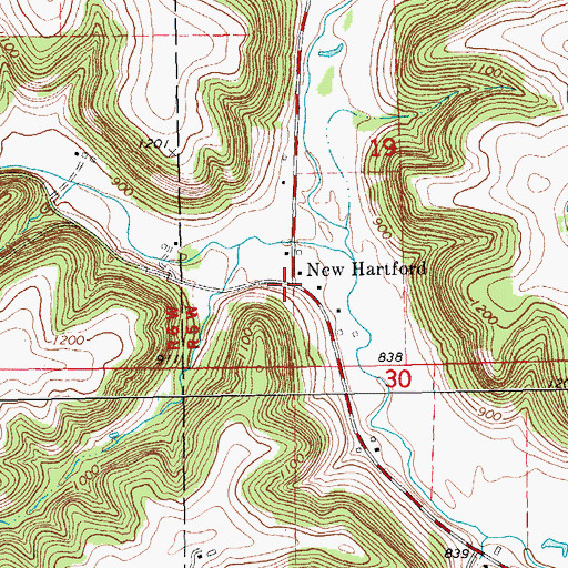 Topographic Map of New Hartford, MN