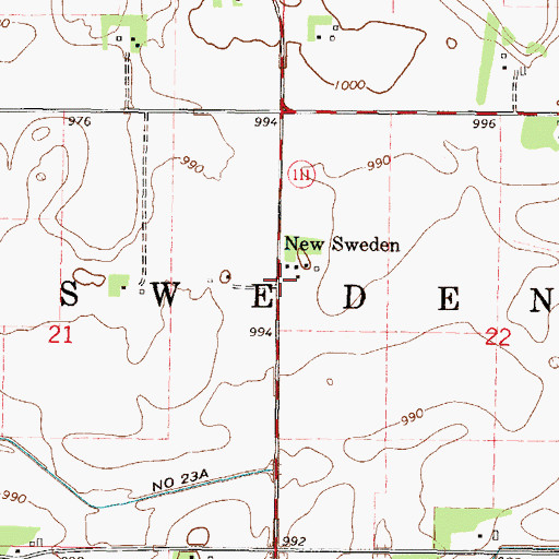 Topographic Map of New Sweden, MN