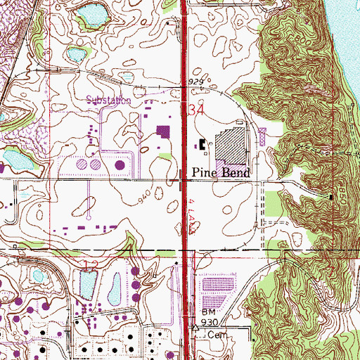 Topographic Map of Pine Bend, MN