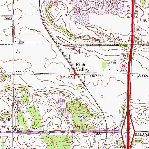 Topographic Map of Rich Valley, MN