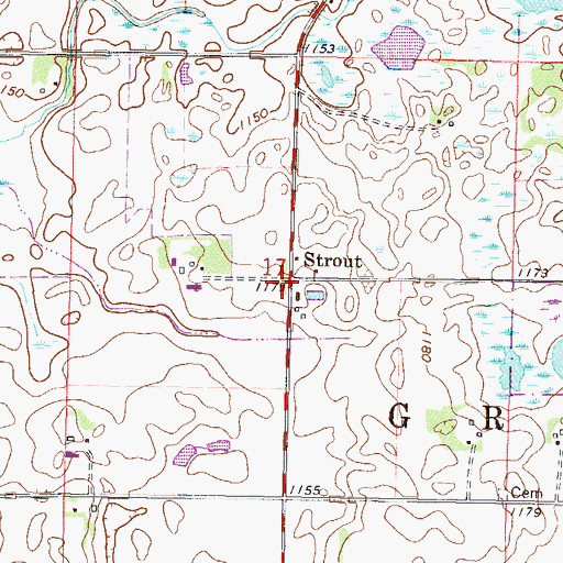 Topographic Map of Strout, MN
