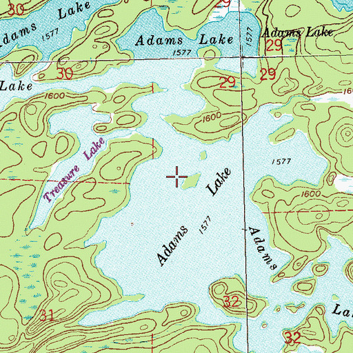 Topographic Map of Adams Lake, MN