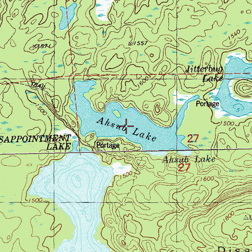 Topographic Map of Ahsub Lake, MN