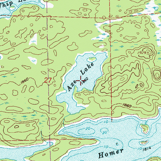 Topographic Map of Axe Lake, MN