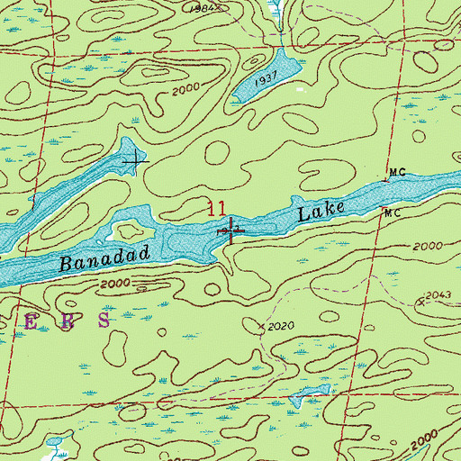 Topographic Map of Banadad Lake, MN