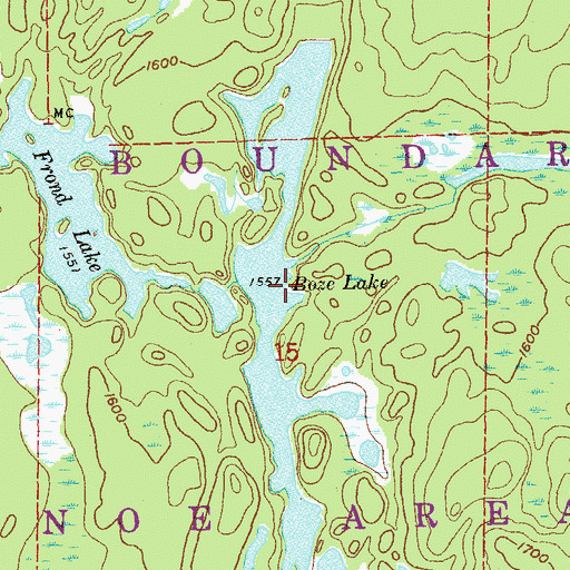 Topographic Map of Boze Lake, MN