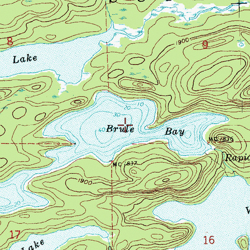 Topographic Map of Brule Bay, MN