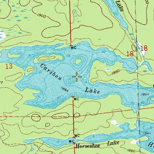 Topographic Map of Caribou Lake, MN