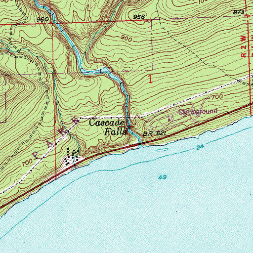 Topographic Map of Cascade Falls, MN