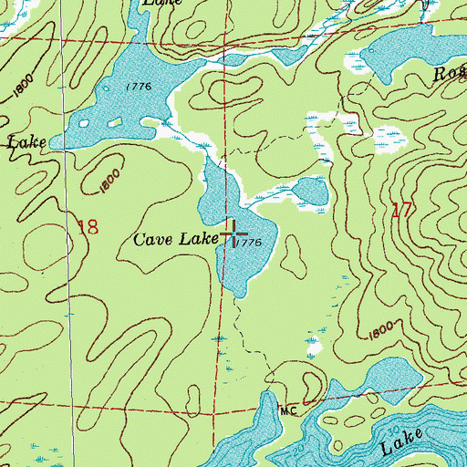 Topographic Map of Cave Lake, MN