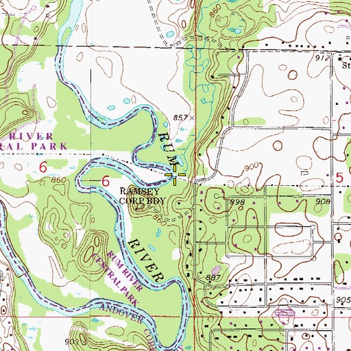 Topographic Map of Cedar Creek, MN