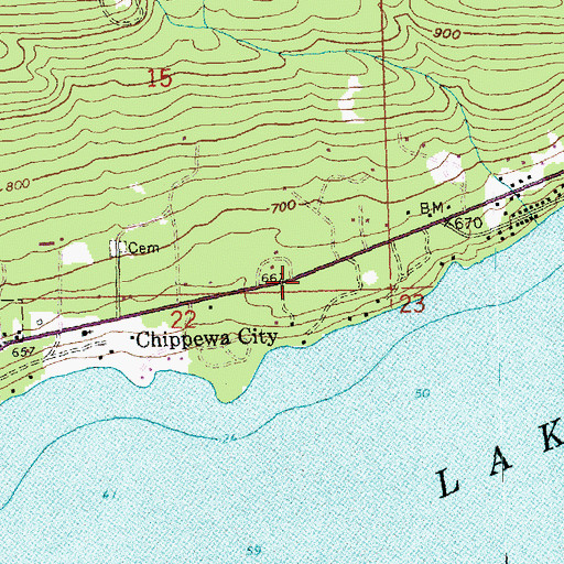 Topographic Map of Chippewa City, MN