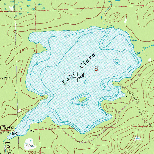 Topographic Map of Lake Clara, MN