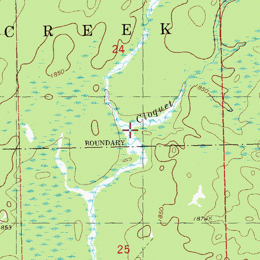 Topographic Map of Cloudy Spring Creek, MN