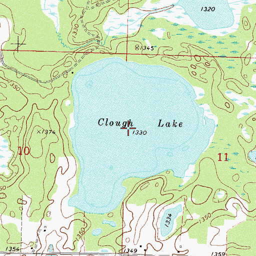Topographic Map of Clough Lake, MN