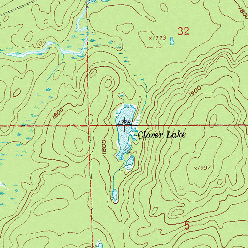 Topographic Map of Clover Lake, MN