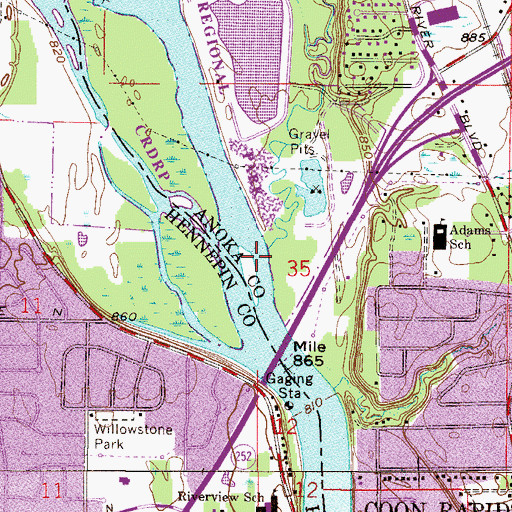Topographic Map of Coon Creek, MN