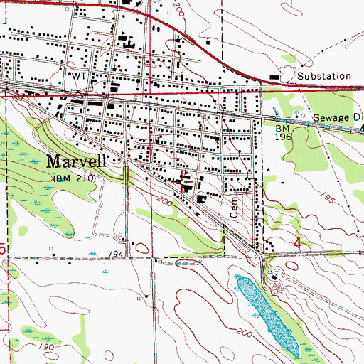 Topographic Map of Marvell Middle School, AR