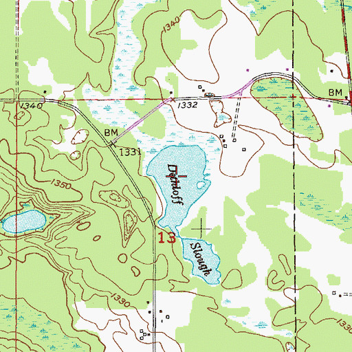Topographic Map of Dethloff Slough, MN